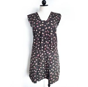 Cotelac Dress Olive Green Brown Polka Dot Cotton French 0  US 4